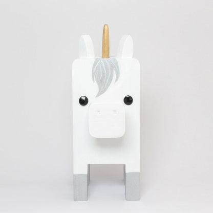 White Unicorn Wearing Eyeglasses Stand.