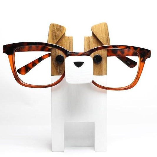 Jack Russell Terrier Wearing Eyeglasses Stand.