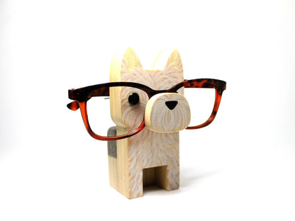 Yorkshire Terrier Wearing Eyeglasses Stand.
