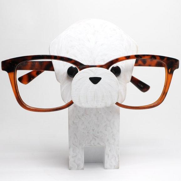 Bichon Frise Dog Eyeglass Stand.