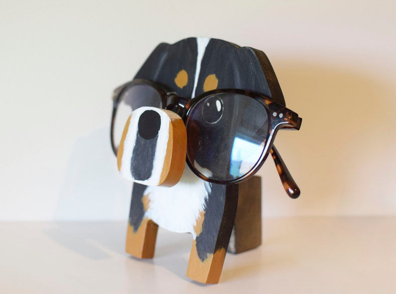Bernese Mountain Dog Wooden Glasses Stand