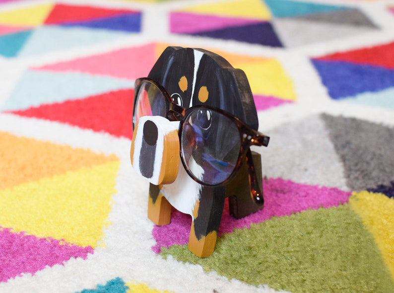Bernese Mountain Dog Wooden Glasses Stand