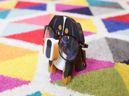 Bernese Mountain Dog Wooden Glasses Stand