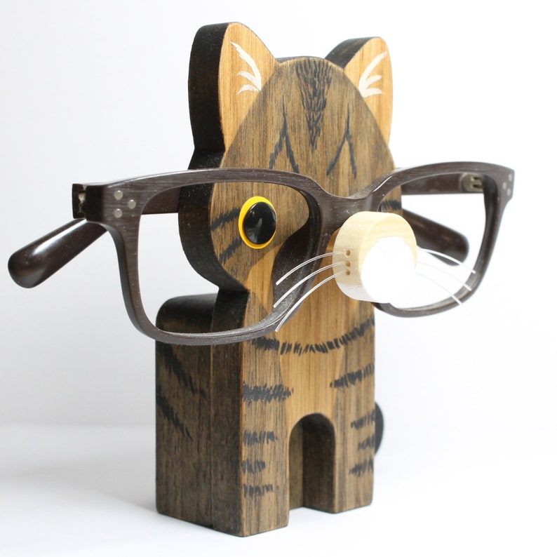 Brown Tabby Cat Eyeglass Stand.