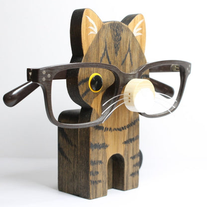 Brown Tabby Cat Eyeglass Stand.