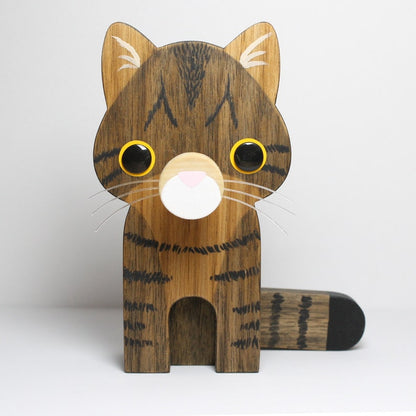 Brown Tabby Cat Eyeglass Stand.