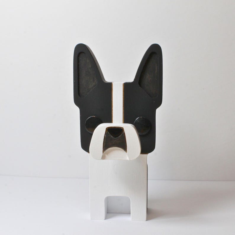 Boston Terrier Wearing Eyeglasses Stand.