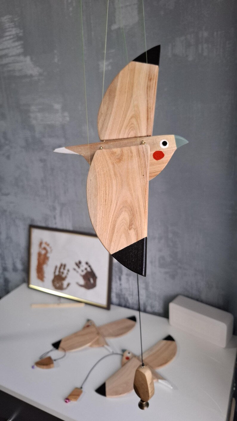 Flying Handmade Solid Wood Nightingale Pendant Decoration