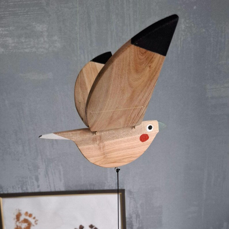 Flying Handmade Solid Wood Nightingale Pendant Decoration