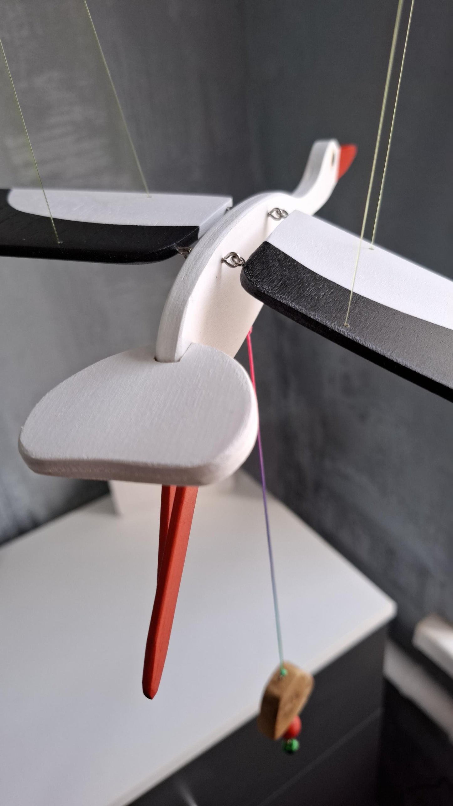 Flying Handmade Solid Wood White Stork Decoration