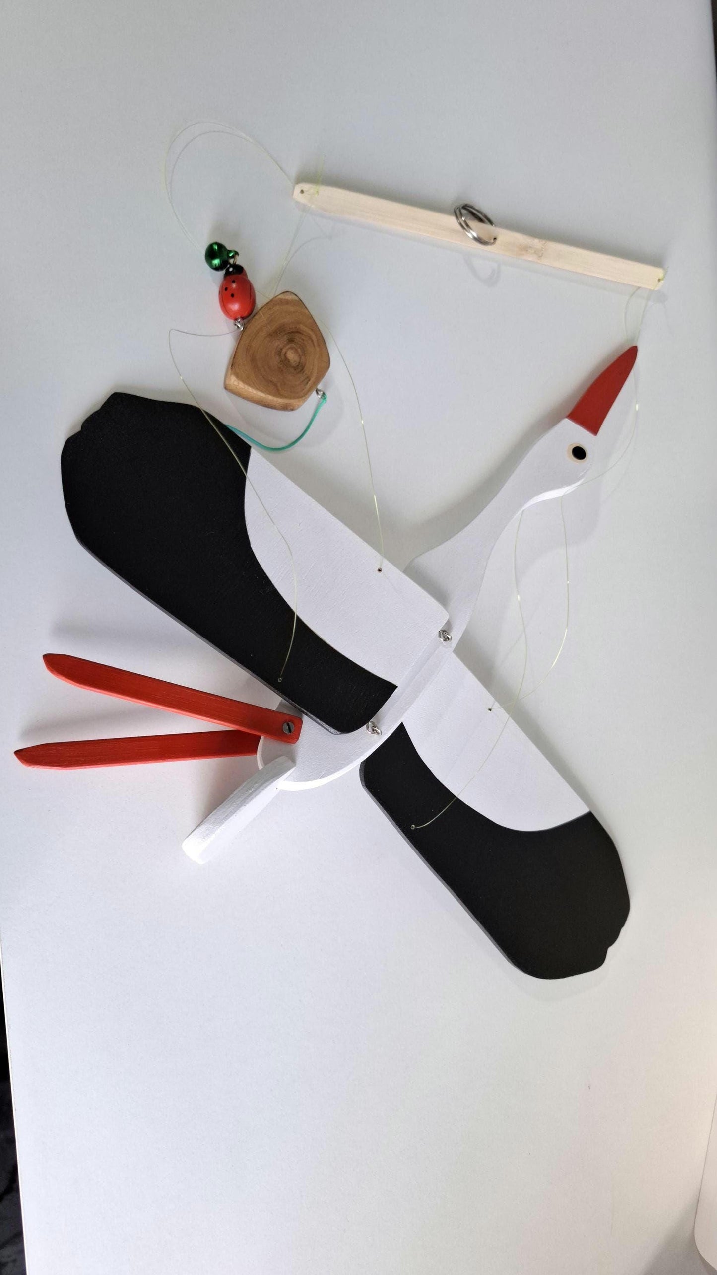 Flying Handmade Solid Wood White Stork Decoration