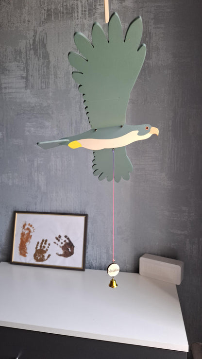 Flying Handmade Solid Wood Falcon Decoration