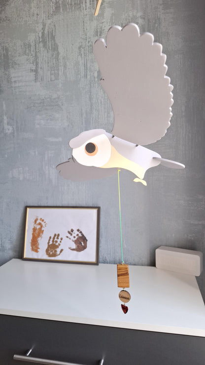 Flying Handmade Solid Wood Forest Owl Decoration